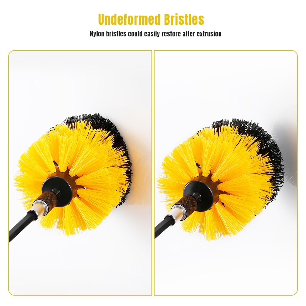 FIMEI 4PCS Drill Brushes Tough Nylon Bristles Multipurpose Cleaning Tools for Sinks / Toilets / Tiles / Car Tires