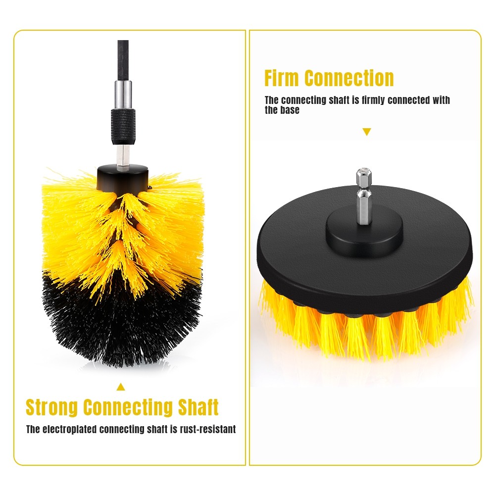 FIMEI 4PCS Drill Brushes Tough Nylon Bristles Multipurpose Cleaning Tools for Sinks / Toilets / Tiles / Car Tires