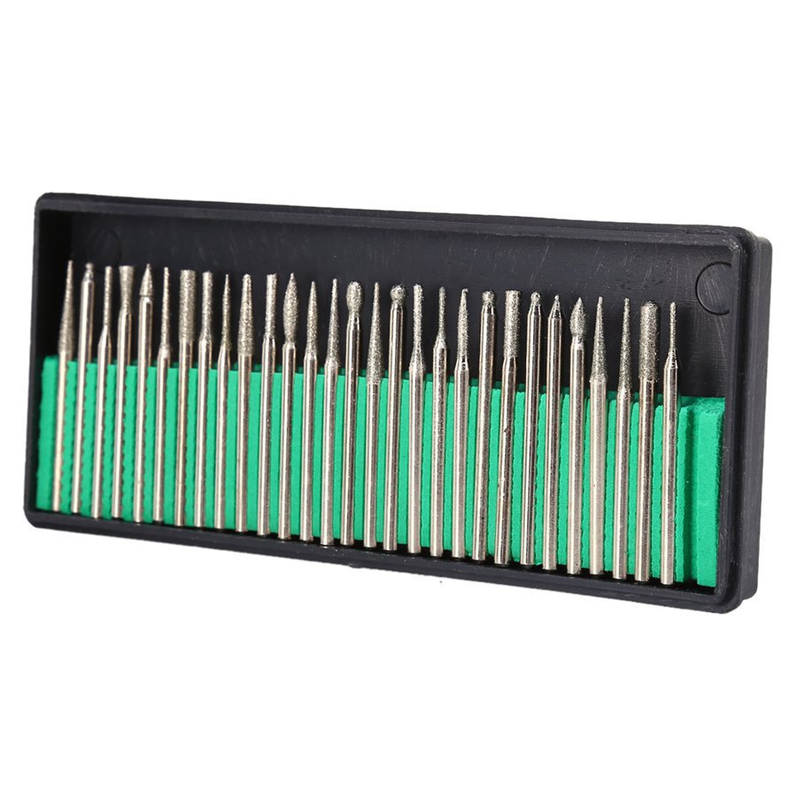 30pcs Diamond Burr Bits Drill Kit for Engraving Carving Grinding Tool Set