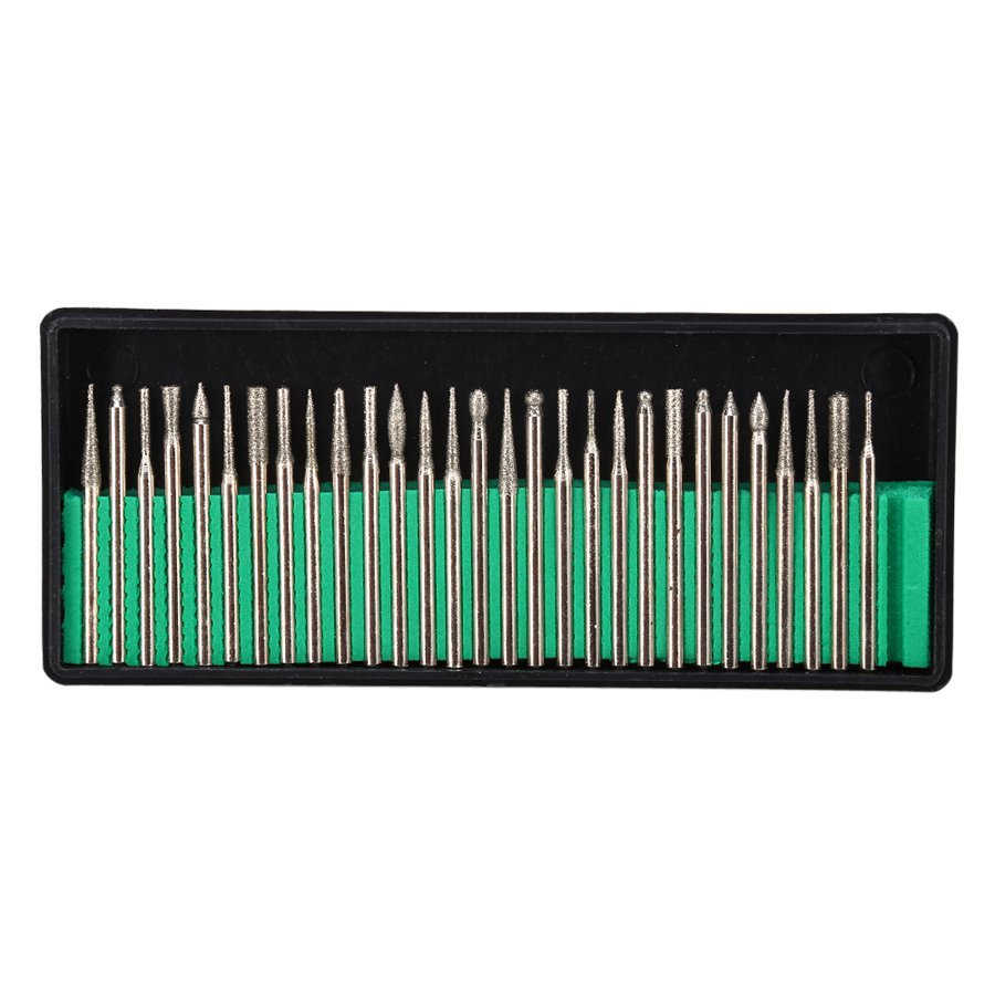 30pcs Diamond Burr Bits Drill Kit for Engraving Carving Grinding Tool Set