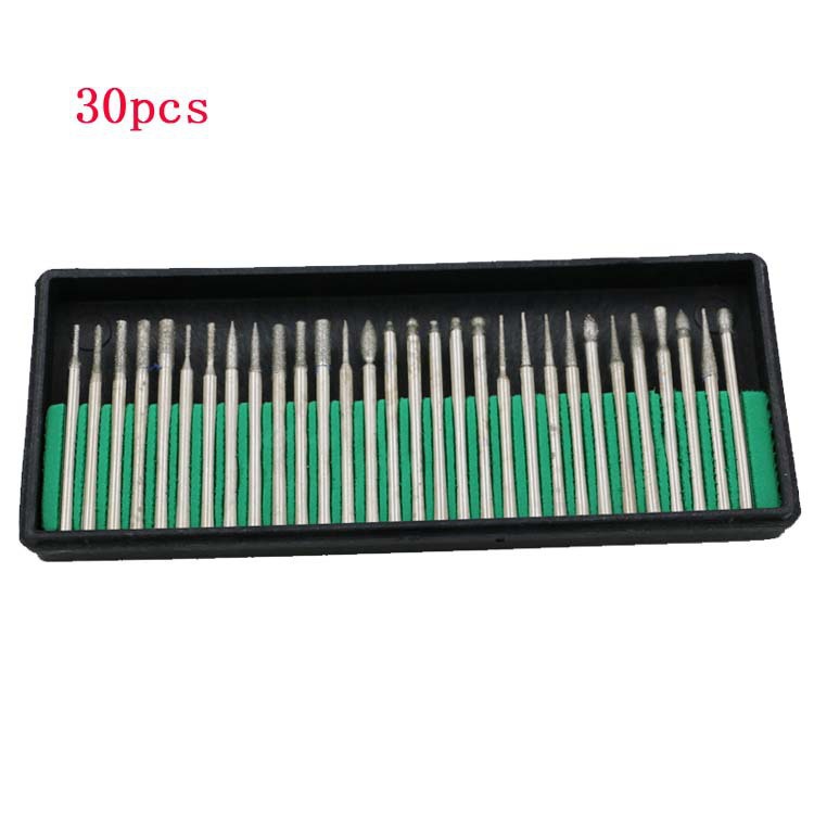 30pcs Diamond Burr Bits Drill Kit for Engraving Carving Grinding Tool Set