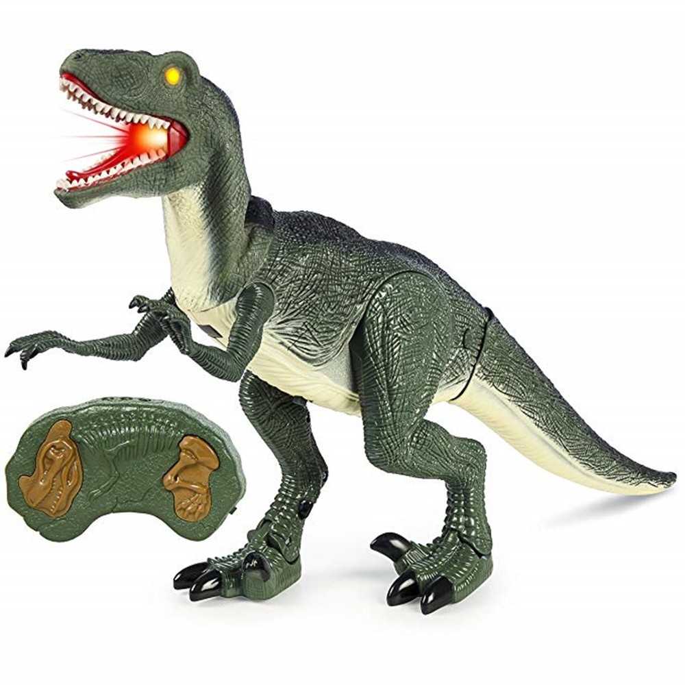 Remote Control Velociraptor RC Walking Dinosaur Lights and Sounds Kid Pet Toy