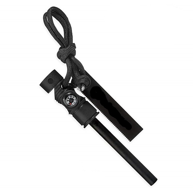Survival Spark Magnesium Survival Fire Starter with Compass and Whistle