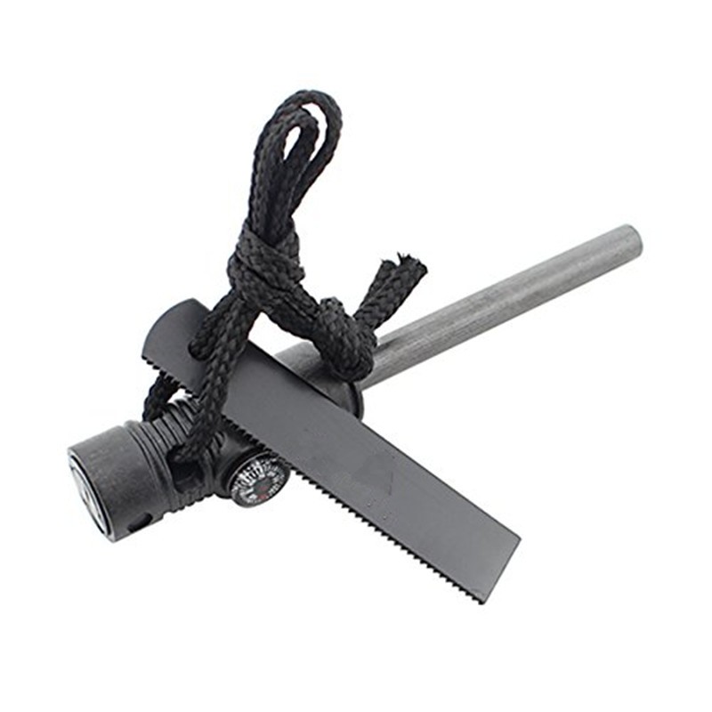 Survival Spark Magnesium Survival Fire Starter with Compass and Whistle