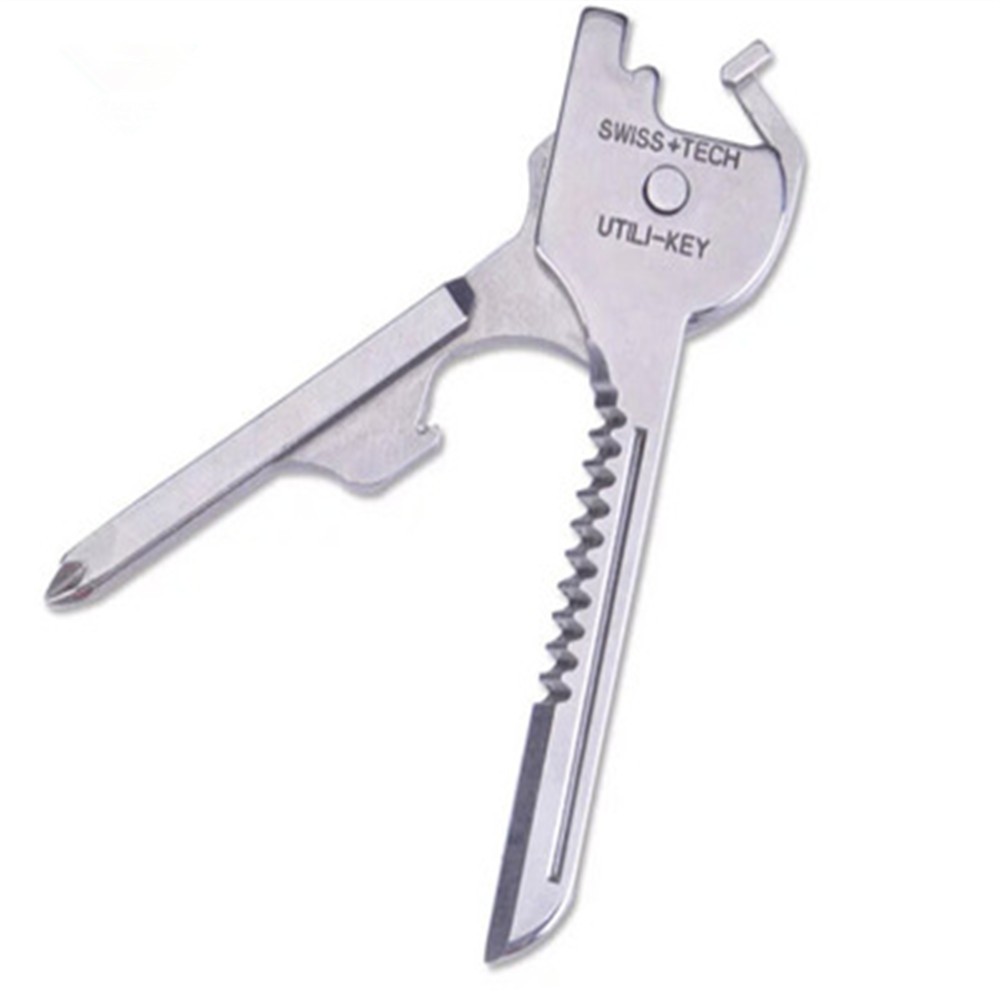 Swiss Tech Polished SS 6 in 1 Utility Key Multitool for Keychain for Auto
