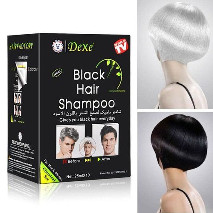 Dexe Instant Quick Hair Dye Shampoo- Black (10 Packs ) black
