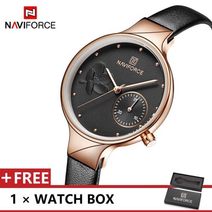 Naviforce Ladies Fashion 30M Water resistant Leather Watch black one size
