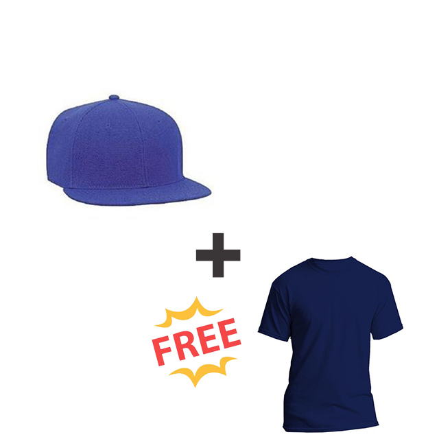 Quality Blue snap Cap plus free roundneck tshirt COMBO PACK