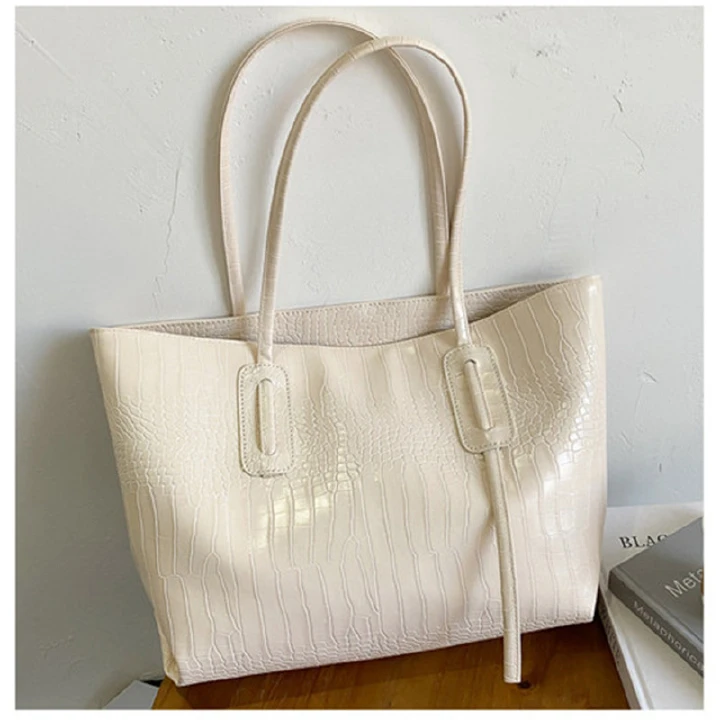 New Simple Women Tote Bag PU Leather Large Capacity Solid Color Handbags Fashion All-match Ladies Shoulder Bag