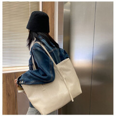 New Simple Women Tote Bag PU Leather Large Capacity Solid Color Handbags Fashion All-match Ladies Shoulder Bag