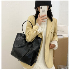 New Simple Women Tote Bag PU Leather Large Capacity Solid Color Handbags Fashion All-match Ladies Shoulder Bag
