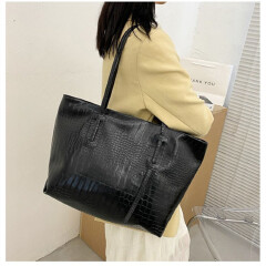 New Simple Women Tote Bag PU Leather Large Capacity Solid Color Handbags Fashion All-match Ladies Shoulder Bag