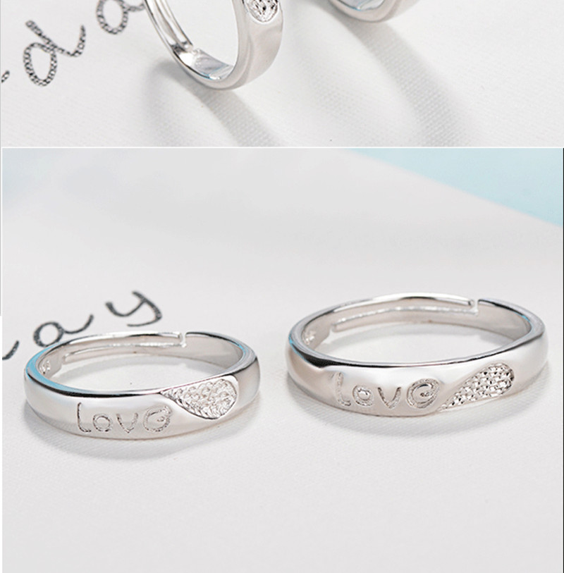 2Pcs/Set Couples Ring LOVE Knot-Shaped Men And Women Couple Rings Korean-style Adjustable Ring Batch Ring
