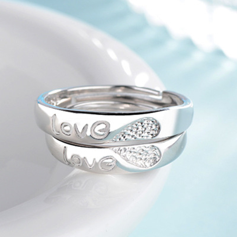 2Pcs/Set Couples Ring LOVE Knot-Shaped Men And Women Couple Rings Korean-style Adjustable Ring Batch Ring