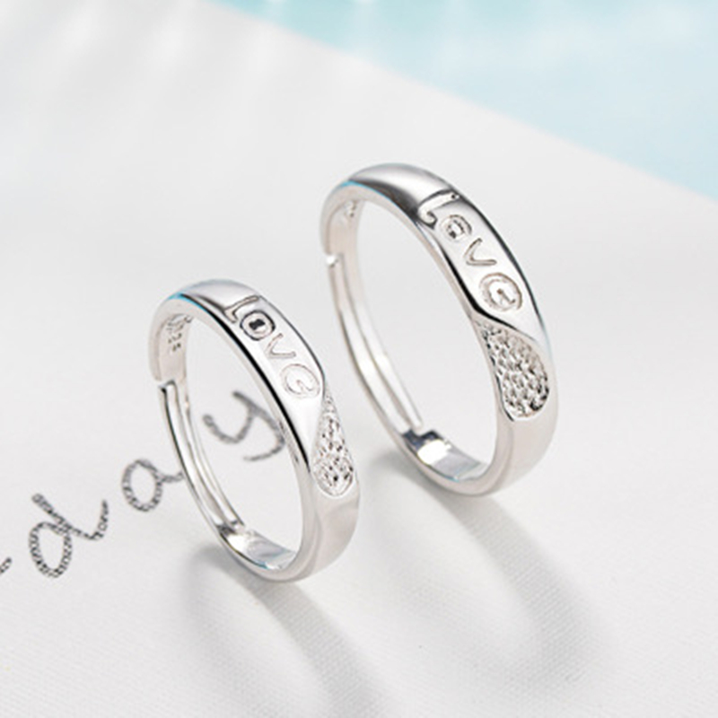 2Pcs/Set Couples Ring LOVE Knot-Shaped Men And Women Couple Rings Korean-style Adjustable Ring Batch Ring