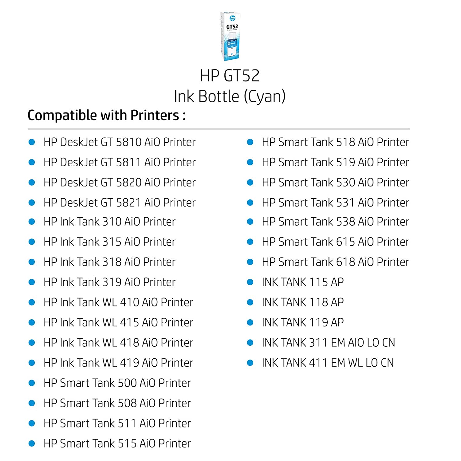 HP Ink Bottle Black &amp; Color (GT 51 Black GT 52 C/M/Y) -