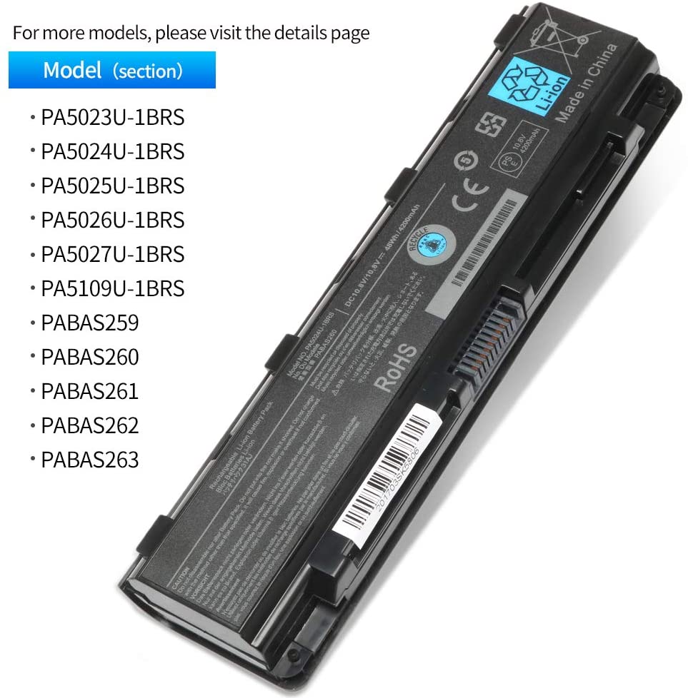Generic Laptop Battery For Toshiba PA5024U-1BRS PA5109U-1BRS Satellite C850 C800 C855 C870 C875 C50-A