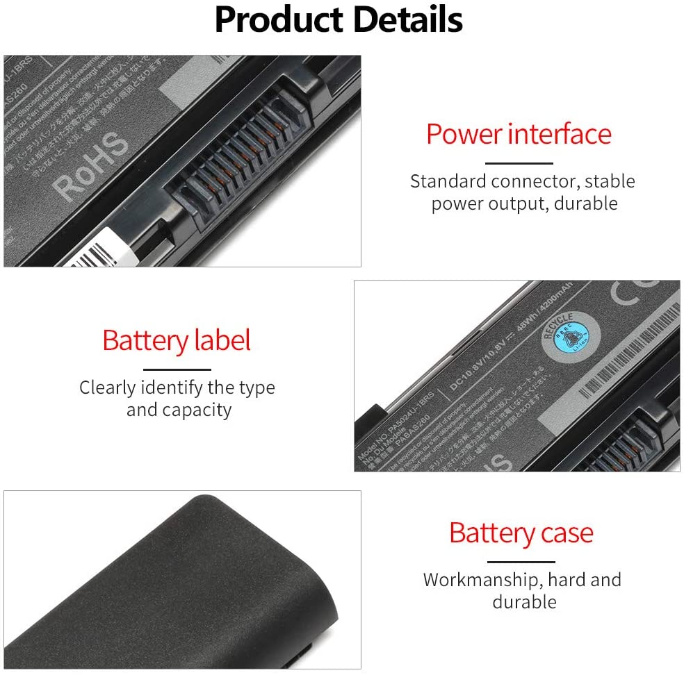 Generic Laptop Battery For Toshiba PA5024U-1BRS PA5109U-1BRS Satellite C850 C800 C855 C870 C875 C50-A