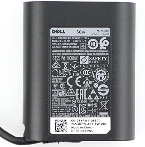 30W USB/Type-C Charger - Dell 492-BBSP DA30NM150 8XTW5 ADP-30CD BA, HA30NM150, 0F17M7, F17M7, 24YNH