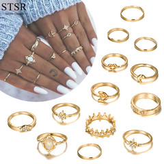 13PCS / Set Ring Jewelry Ladies Rings Set Wedding Jewelry Women's Fashion Accessories gold one size