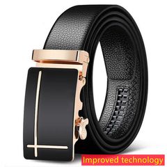 2023 Brand Leather Men's Belt Automatic Gold Buckle Fashion Men's Belt Men's Wide Belt Men's Fashion Accessories As shown one size