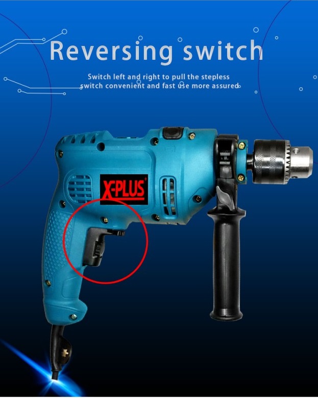 X-PLUS 800W 13MM Corded impact Drill Kit Electric Metal Chuck  Mini Drill Grinding Wheel Hand Tools