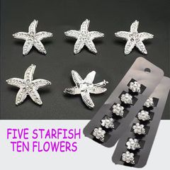 white Rose diamond starfish hairpin hair clip for wigs  party & wedding hair clips White as picture