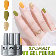 uv nail polish 3 in 1 3Pcs Gel Nail Polish Set  Nail Gel  nail dryer nail lamp  nail art Green as picture 3 IN 1
