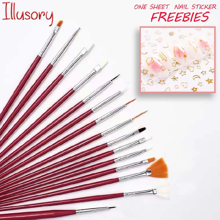 15 pcs/set Nail Pen Set Art Nail Tools Design Brush Nails Supplies for uv nail polish /nail dryer