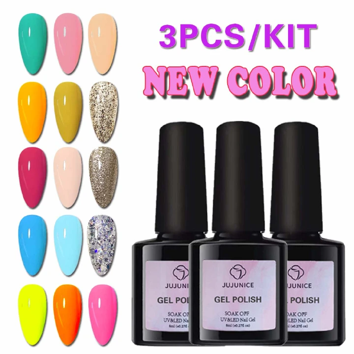 uv nail polish 3 in 1 3Pcs High quality commercial use Gel Nail Polish Set  Nail Gel nai glue nail dryer nail lamp  nail art