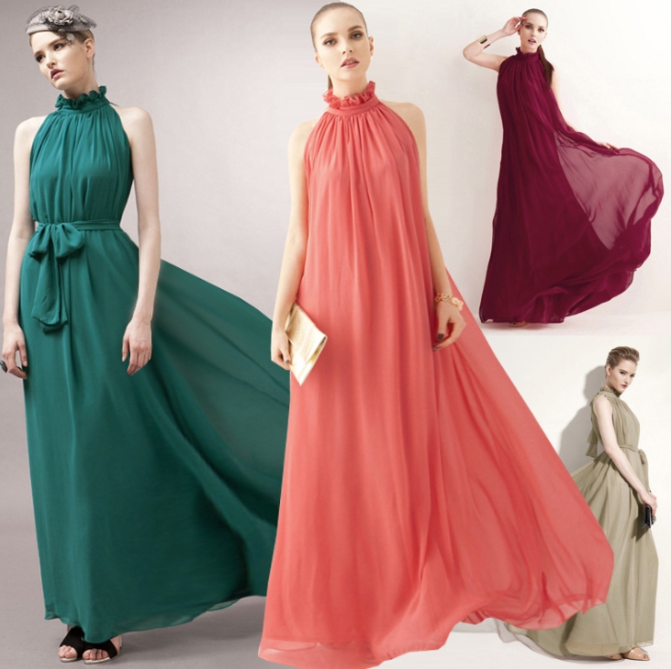 Halter Neck Chiffon Dress