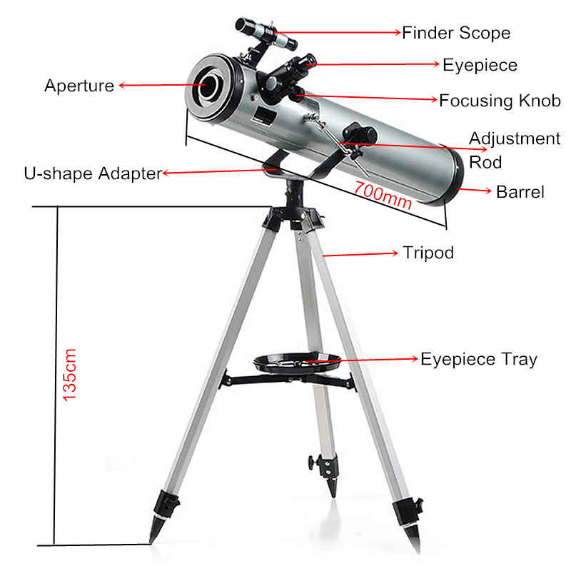 76700 Telescope with Alloy Tripod Zooming Monocular Reflective for Space Planet Observation