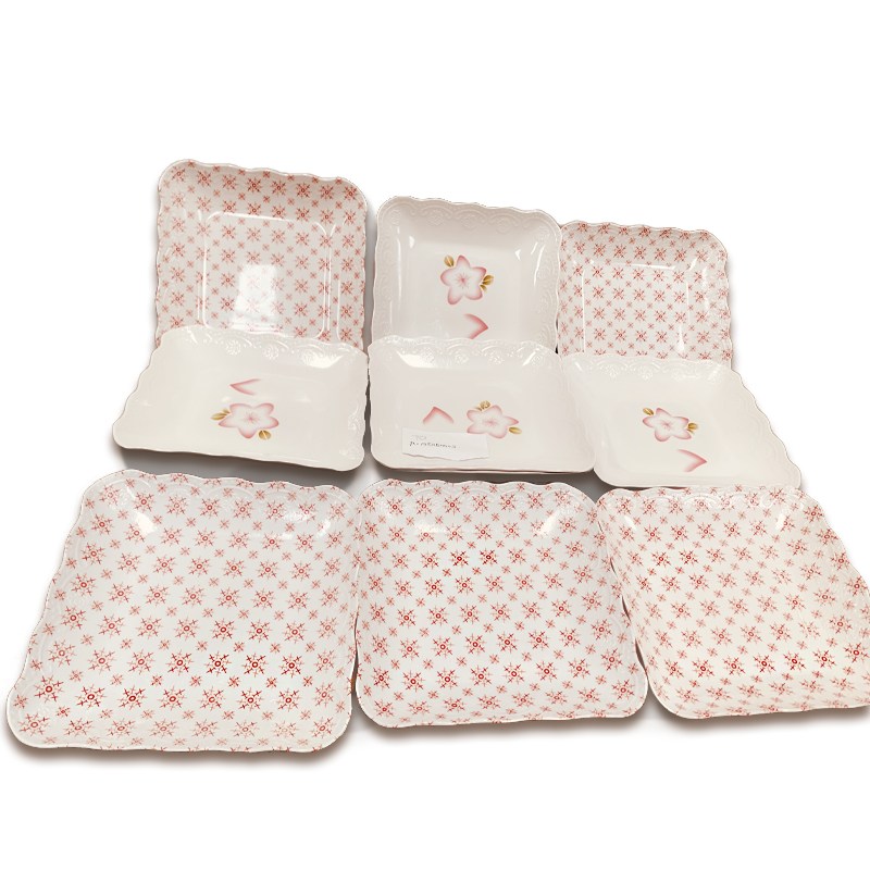 3pcs/ 6pcs/ 12pcs  21cm*21cm  Melamine plates  A-1980540003 （Random printing）