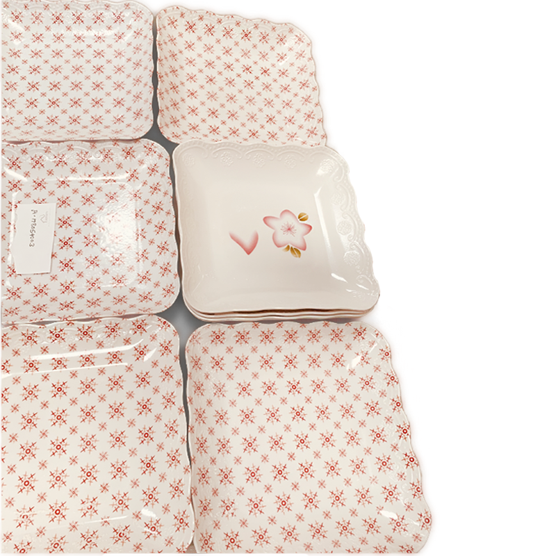 3pcs/ 6pcs/ 12pcs  21cm*21cm  Melamine plates  A-1980540003 （Random printing）