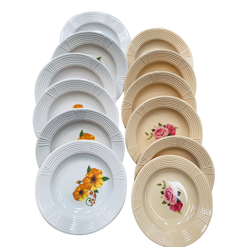 6pcs 9’ Melamine plate P-20330 （Random printing）