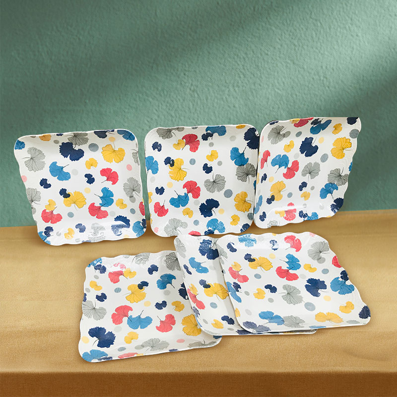 3pcs/ 6pcs/ 12pcs  21cm*21cm  Melamine plates  A-1980540003 （Random printing）