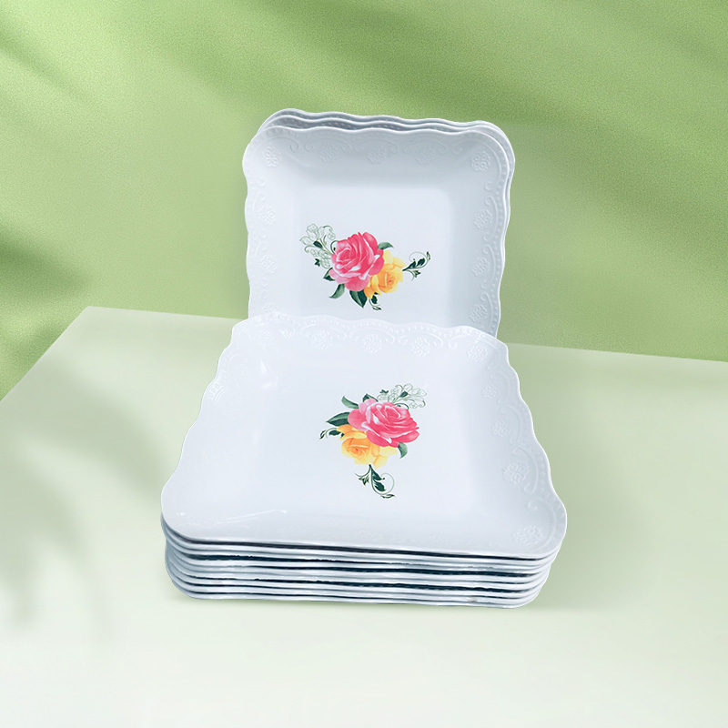 3pcs/ 6pcs/ 12pcs  21cm*21cm  Melamine plates  A-1980540003 （Random printing）