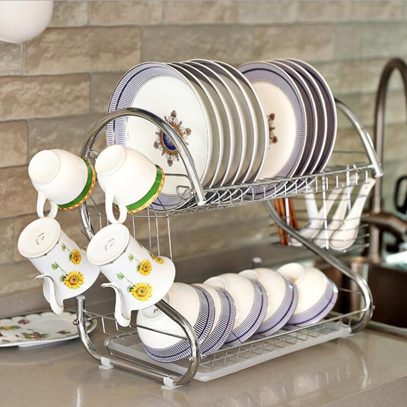 Wall-mounted Dish Rack Stainless Steel Foldable Dish Drying Rack Black  Silver