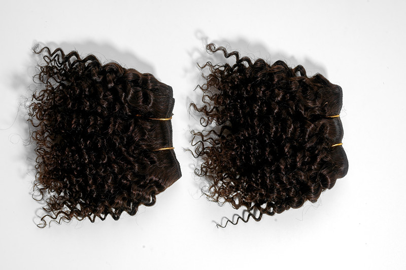 Jerry Curly Hair Bundles Remy Human Hair Extensions Nature Color 2 Bundles Thick Kinky Curly Weave
