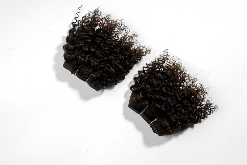 Jerry Curly Hair Bundles Remy Human Hair Extensions Nature Color 2 Bundles Thick Kinky Curly Weave