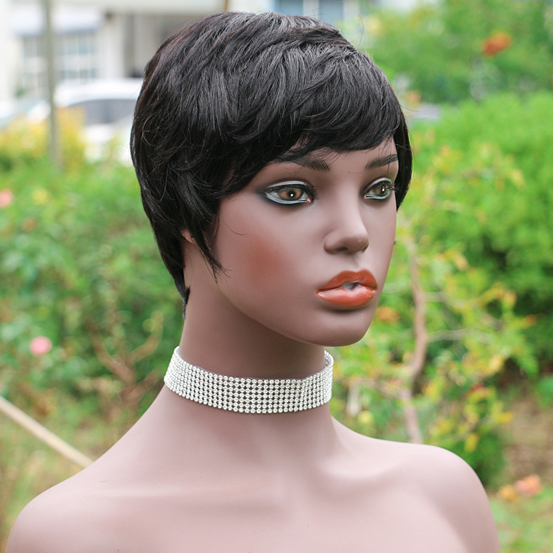 Short Bob Hair Wigs For Black Women Remy Straight Machine Human Hair Wigs Pre Plucked Wigs