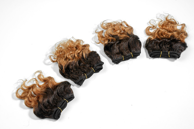 Double Drawn Spanish Curly Wave 6Inch 4 Bundles Brazilian Hair T2/30 100% Human Hair  Extension