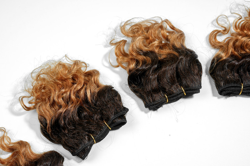 Double Drawn Spanish Curly Wave 6Inch 4 Bundles Brazilian Hair T2/30 100% Human Hair  Extension