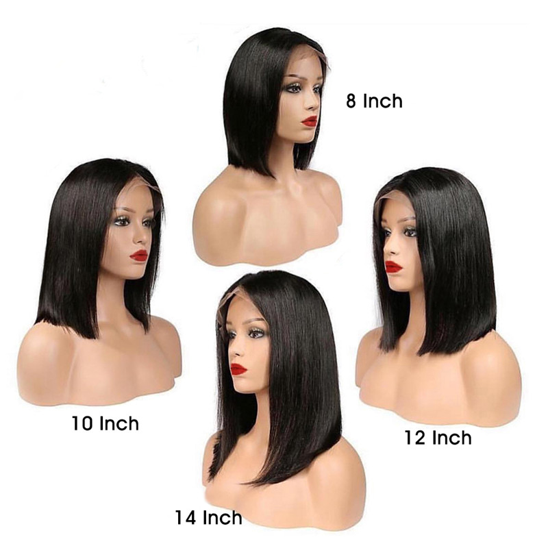 Best Hair Straight Bob Wig Lace Wig 180% Density Middle Part Blunt Cut Human Hair Wigs Natural Black