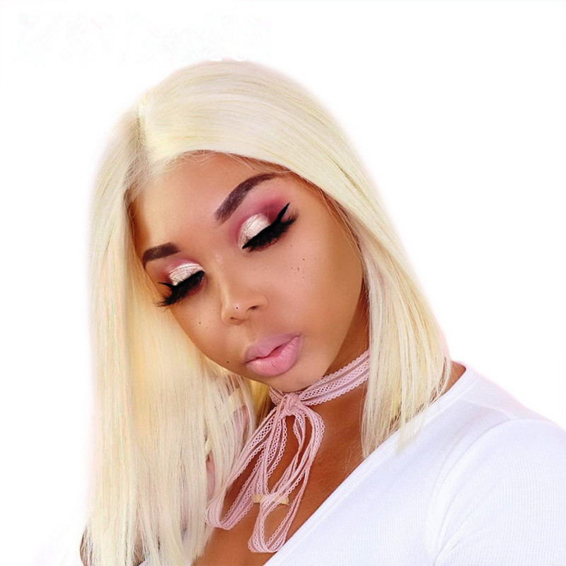 613 Blonde Lace Closure Wig 180% Density Short Human Hair Wigs Brazilian Remy Hair Blond Hair Bob