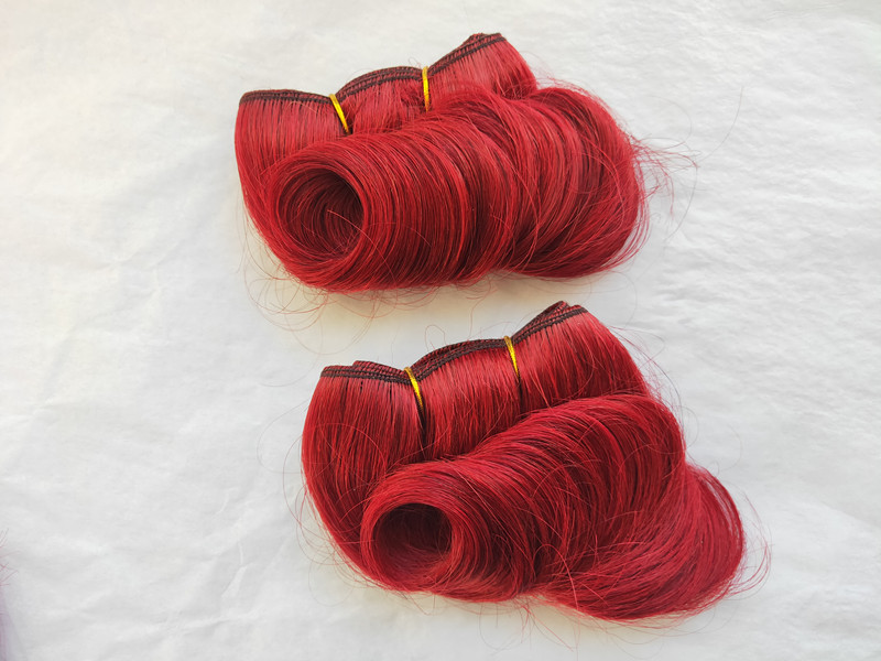 Ombre Red Human Hair Bundles Brazilian Curly Hair 30 g/bundle 6 Inch 4 Bundles/set Hair Extensions