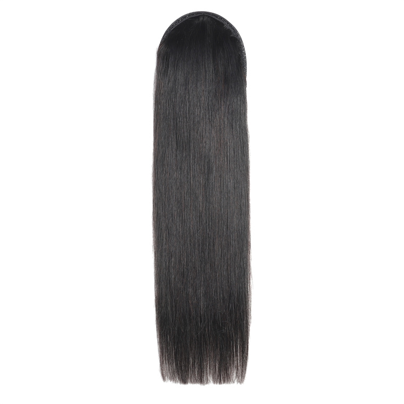ABESISTE  Best Hair Lady Hairpiece 100% Human Hair Drawstring Ponytail Extensions Straight 1B# black