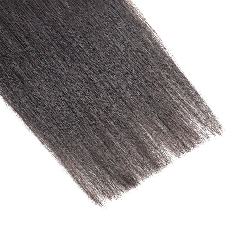 ABESISTE  Best Hair Lady Hairpiece 100% Human Hair Drawstring Ponytail Extensions Straight 1B# black