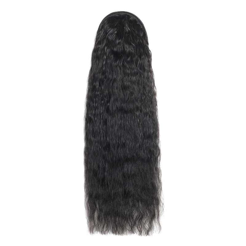 Best Hair Lady Hairpiece 100% Human Hair Drawstring Ponytail Extensions Kinky Straight 1B# black