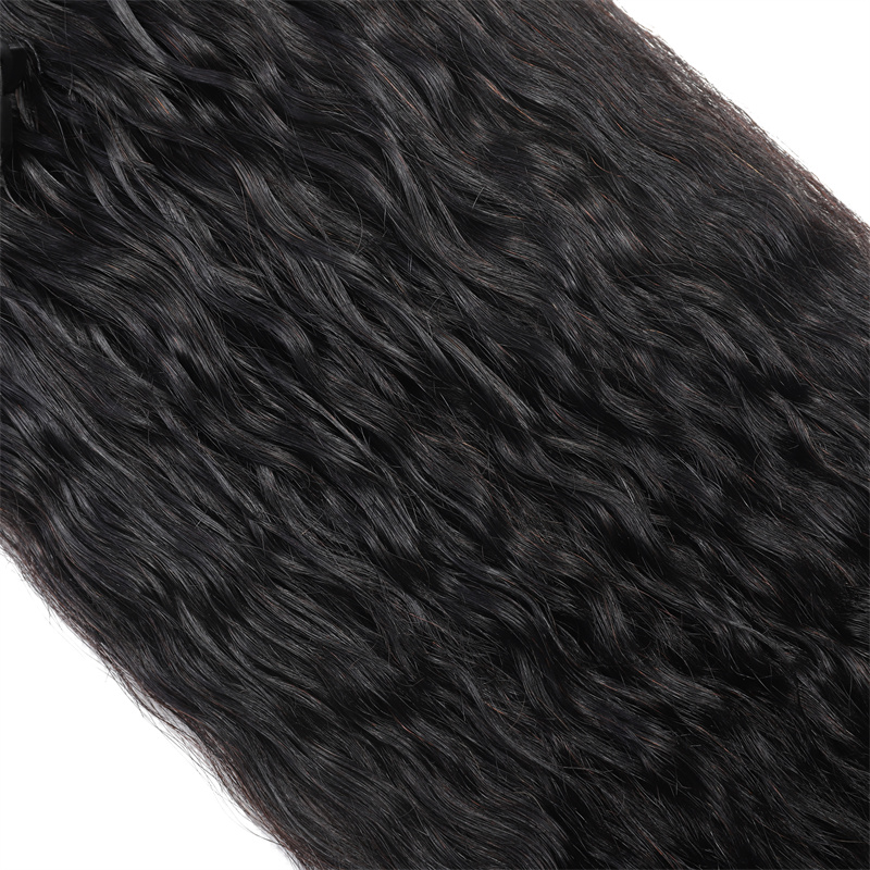 Best Hair Lady Hairpiece 100% Human Hair Drawstring Ponytail Extensions Kinky Straight 1B# black